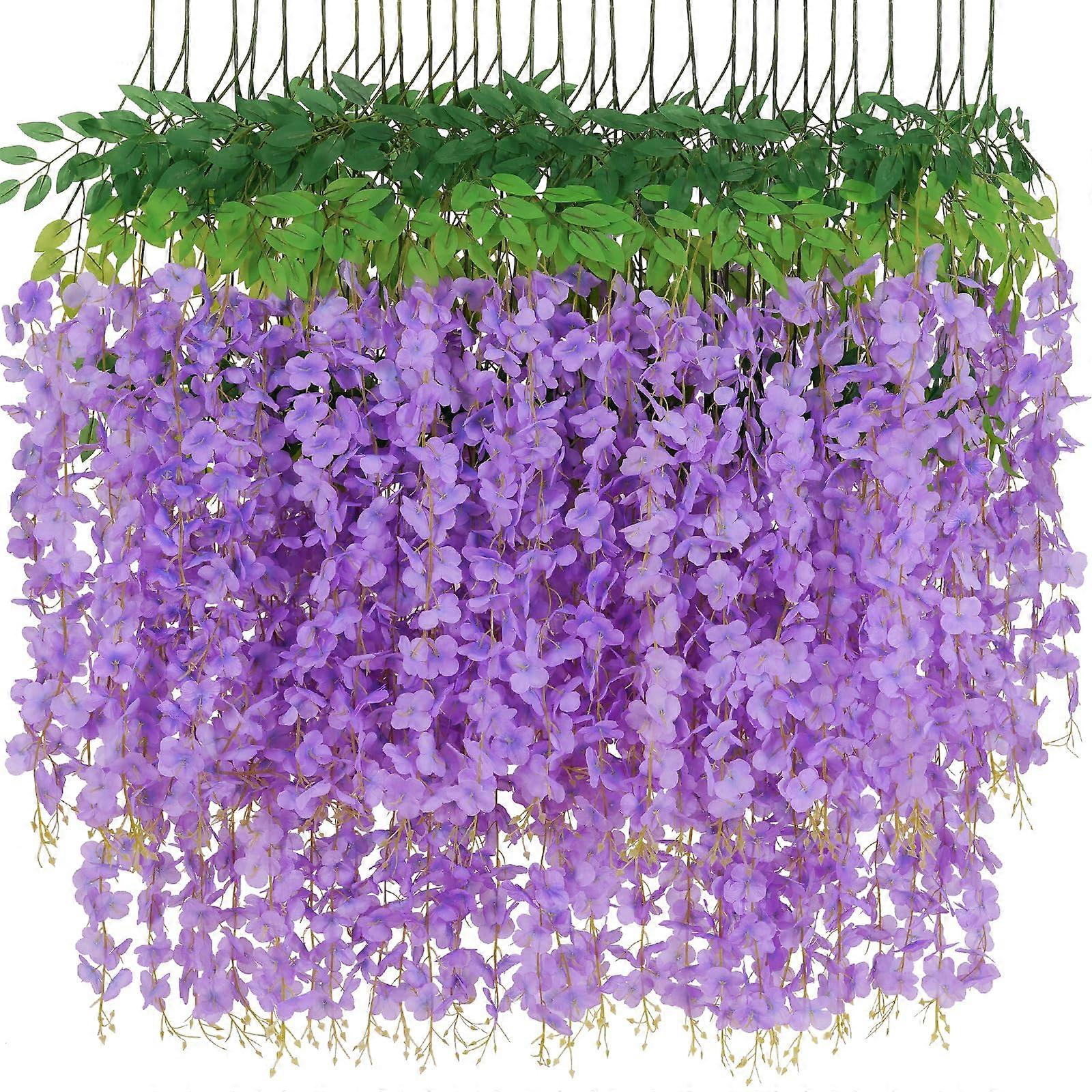 24 bundles of 3.6-foot artificial wisteria flowers, suitable for decoration