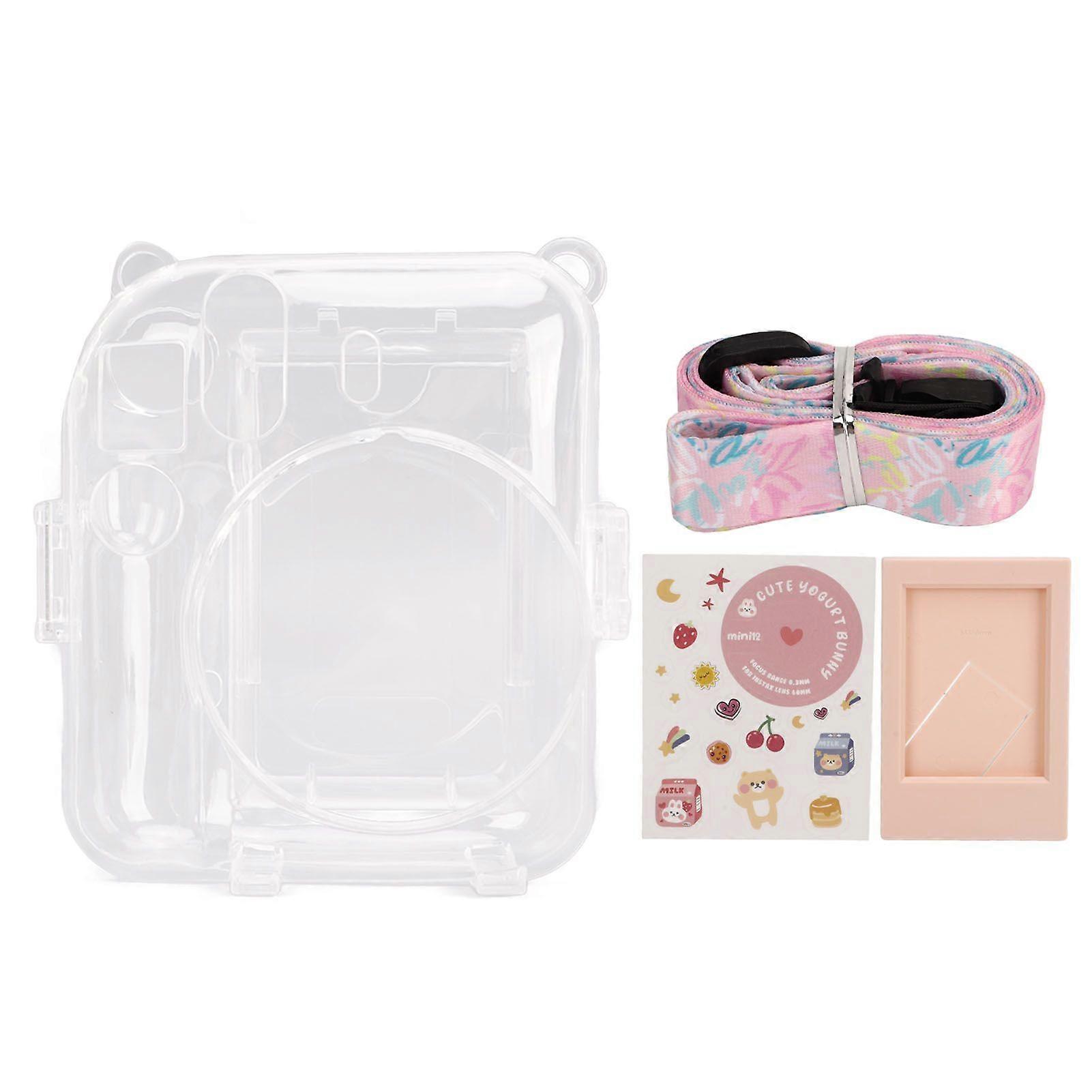 Protective Clear Case Crystal Cameraa Case for Fujifilm Instax Mini 12 Instant Camera with Shoulder Strap Sticker 3 Inch Photo Frame Set