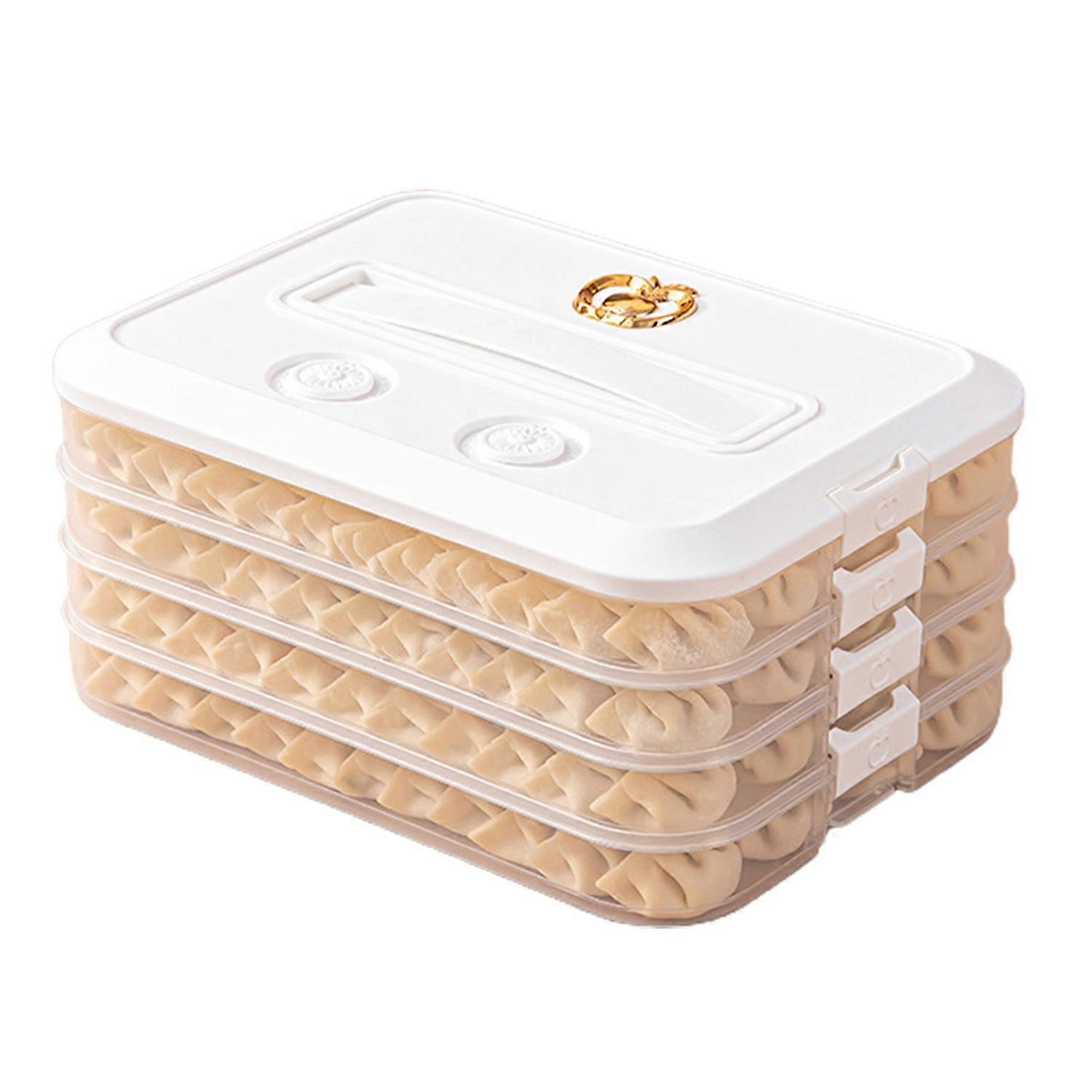 Dumpling Storage Box Multi-layers Large Capacity Portable Handle Airtight Lid Non-sticky