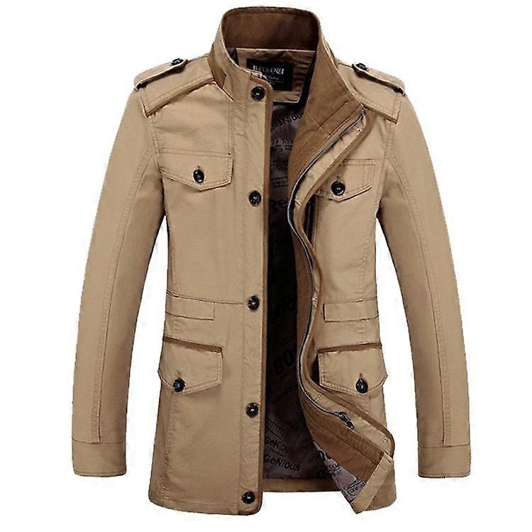 Spring Autumn Men Jacket Solid Color Stand Collar Mid-Long Jacket Coat Plus Size