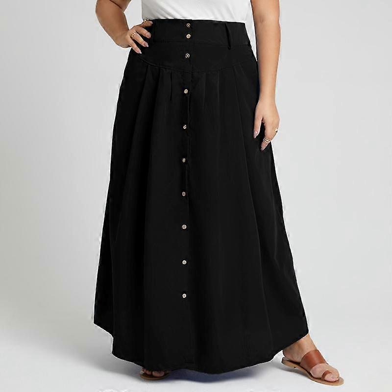 Womens Casual Elastic Waist Summer Long Skirts Plus Size