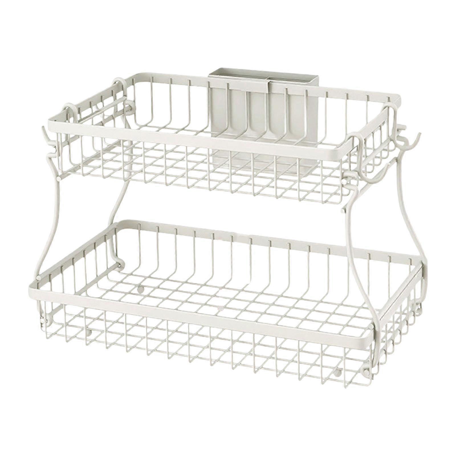 Kitchen Storage Basket 2 Tiers Fruit Basket Multiuse Sturdy Large Capacity Bread