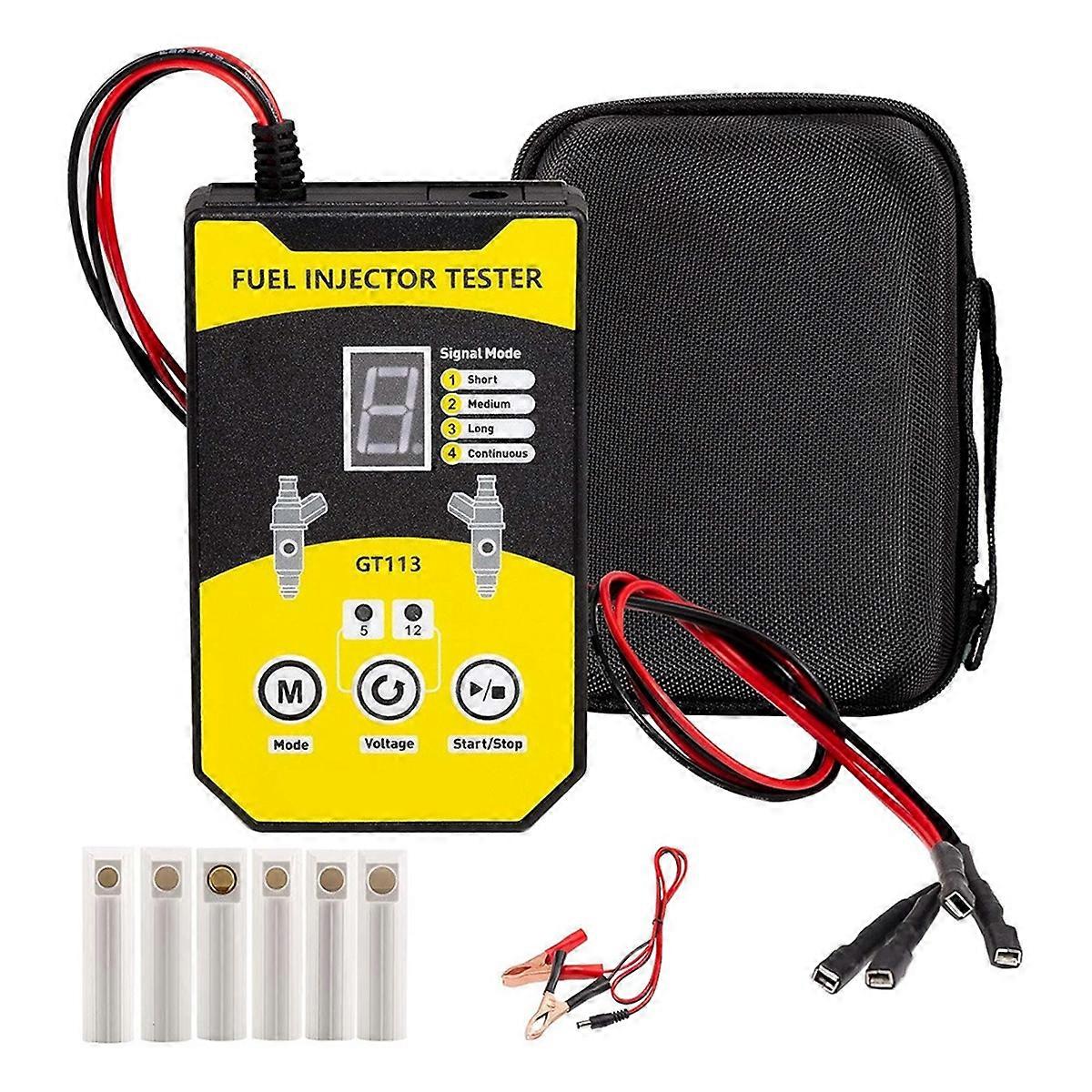 Fuel Injector Tester Cleaner Kit, 8 Pulse Modes Injector Tester 6 Size Cleaning Adapters 12V/5V Out