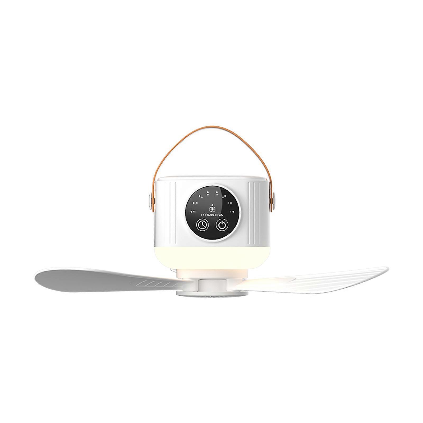 USB Ceiling Fan Light With Remote Control Adjusment For Camping Construction Sites And Bedrooms Quiet Operation 5V Power White