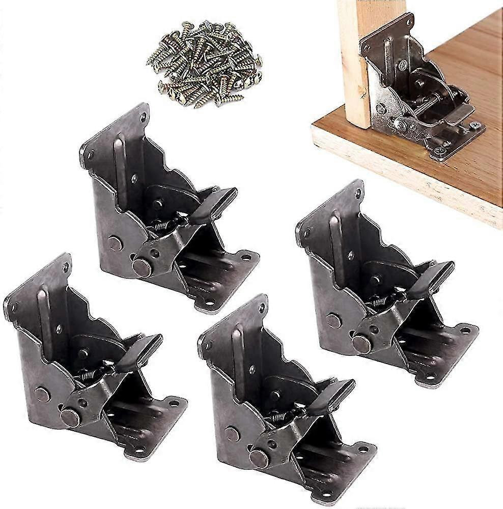 4-Pack Folding Support Brackets, Lockable Self-Locking Hinges