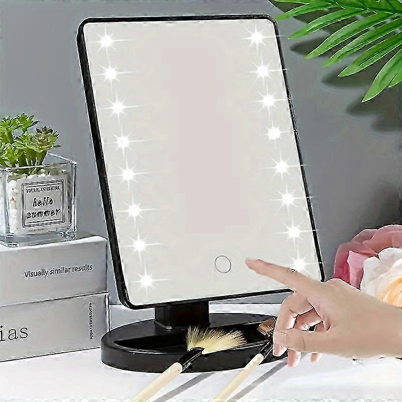 Black Square LED Vanity Mirror with 16 Lights