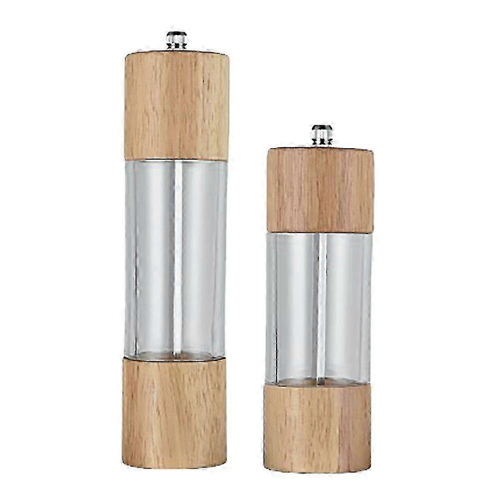 Wooden Salt & Pepper Grinder Set with Adjustable Coarseness - Kitchen Mill