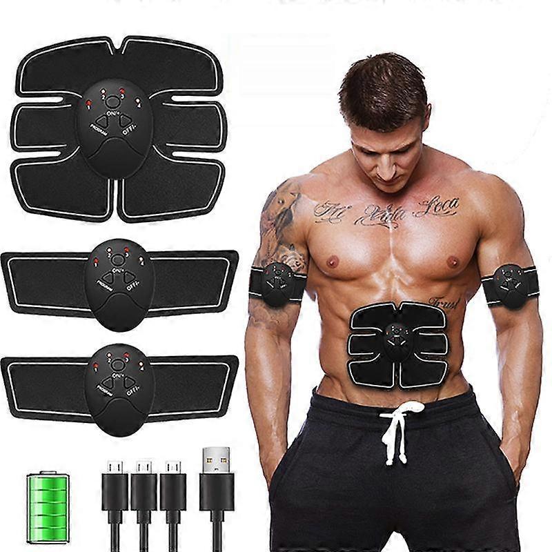6pcs Muscle Paste Trainer Belt USB Charging Fitness Equipment Lazy Abdominal Arm Exercise