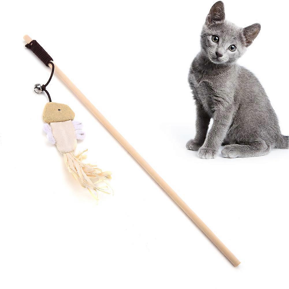 Funny Cat Kitten Pet Teaser Stick Chaser Wand Interactive Toy with Colorful Feather and Adjustable Length for Indoor Play