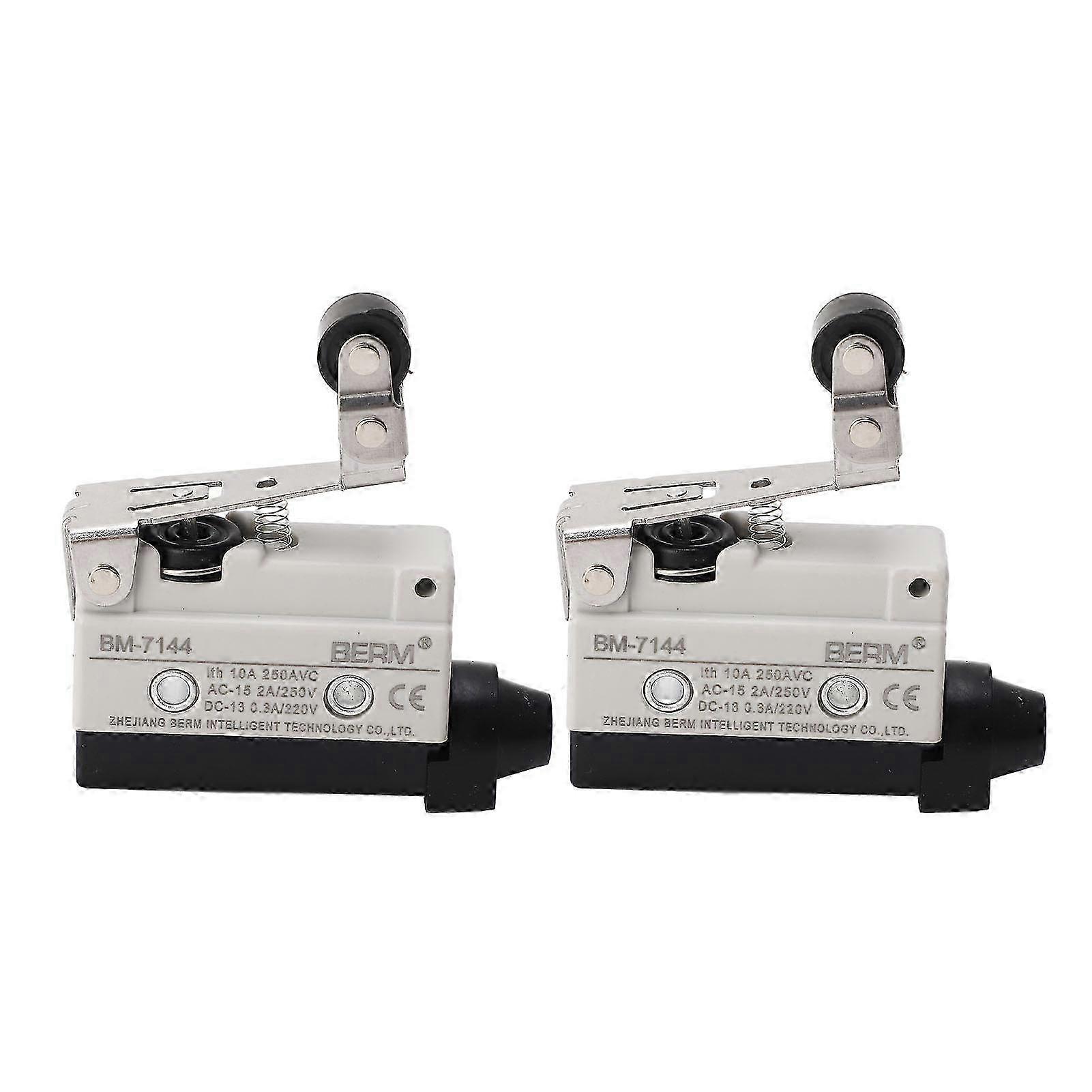 2PCS Micro Switches with Spring Roller Lever Travel Limit Switch for Mechanical Device NO+NC 250VAC