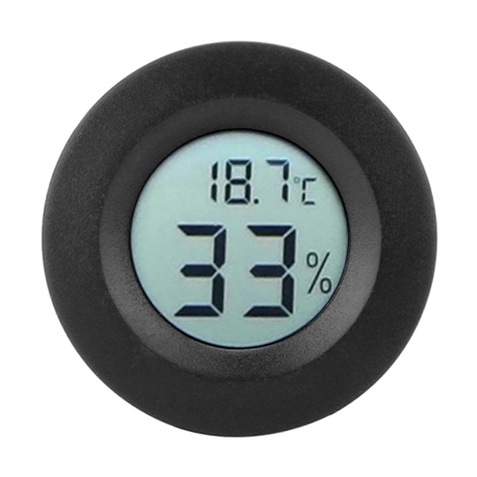 Mini Circular Embedded Digital LCD Thermometer Hygrometer Humidity Temperature Meter IndoorBlack
