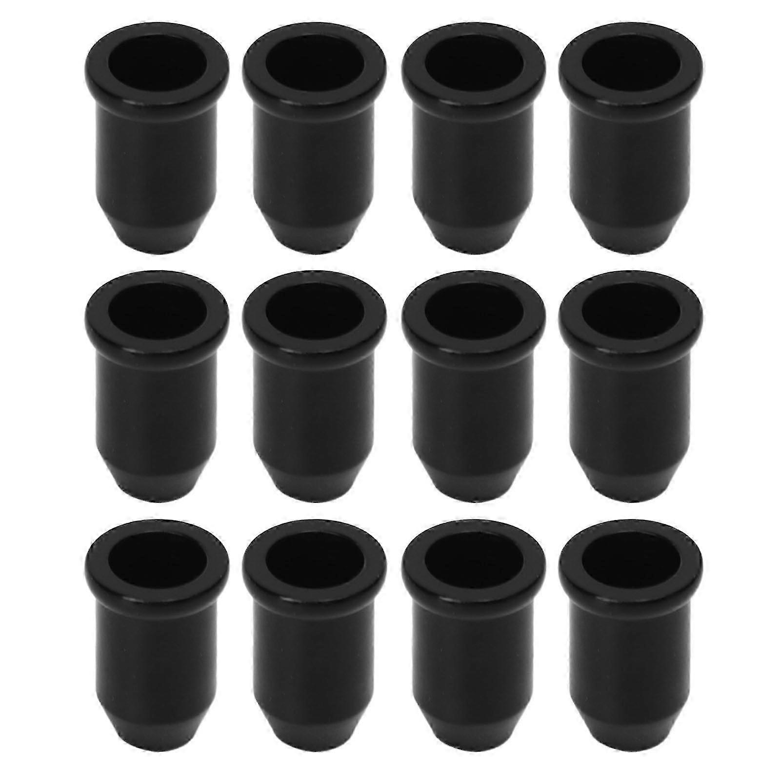 12Pcs Guitar Ferrules String Cap Mounting Buckle Through Body Bushings Musical Instruments Parts Black