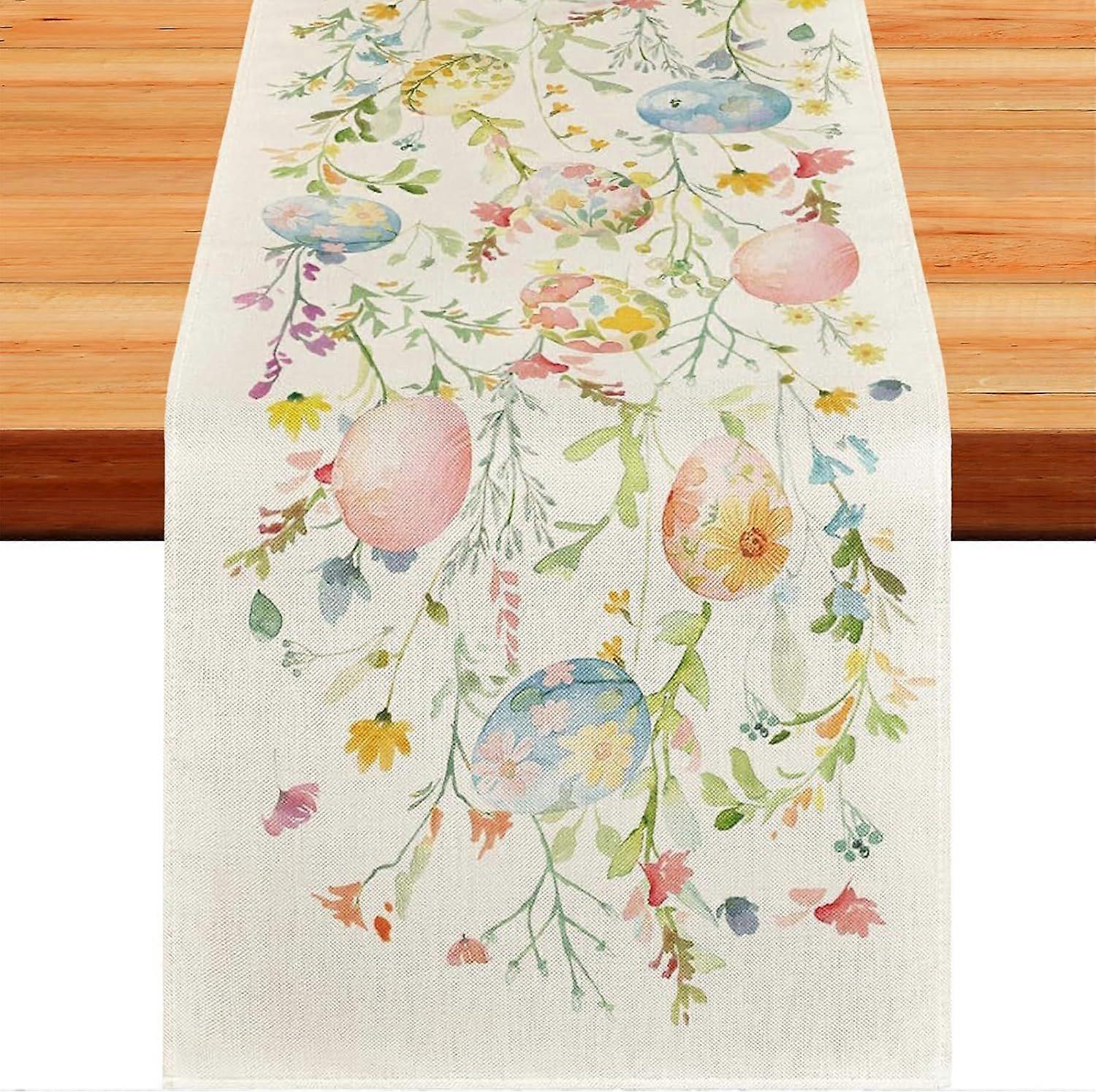 pcs Easter Table Runner, Spring Easter Table Runner, 33 x 183cm Easter Table Runners, Spring Kitchen Table Decorations for Easter Party Decorations/A