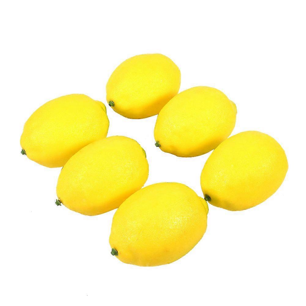 6 Pack Yellow Lemons Realistic Fake Fruit Simulation Home Party Tabletop Display Decoration