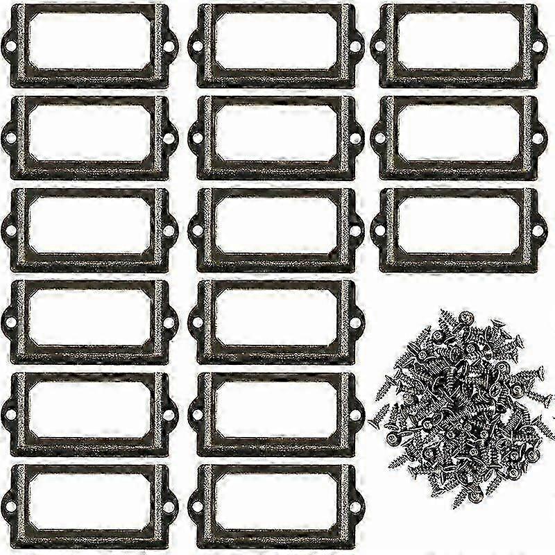 30pcs Metal Label Holders for Furniture, Drawers, Cabinets, Cards, Nameplates, Frames with Screws for Desk, Bookcase, Shelf, Bronze, 70x33mm