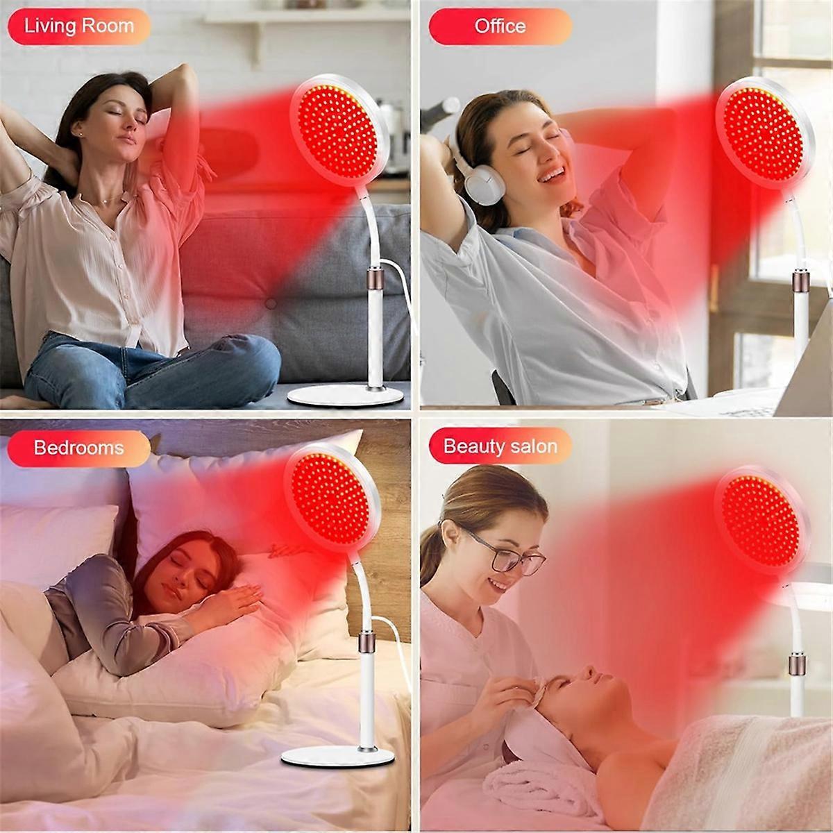 Red Light Therapy Device with Base, 660nm Red Light & 850nm Near Infrared Light Therapy Lamp with Ti