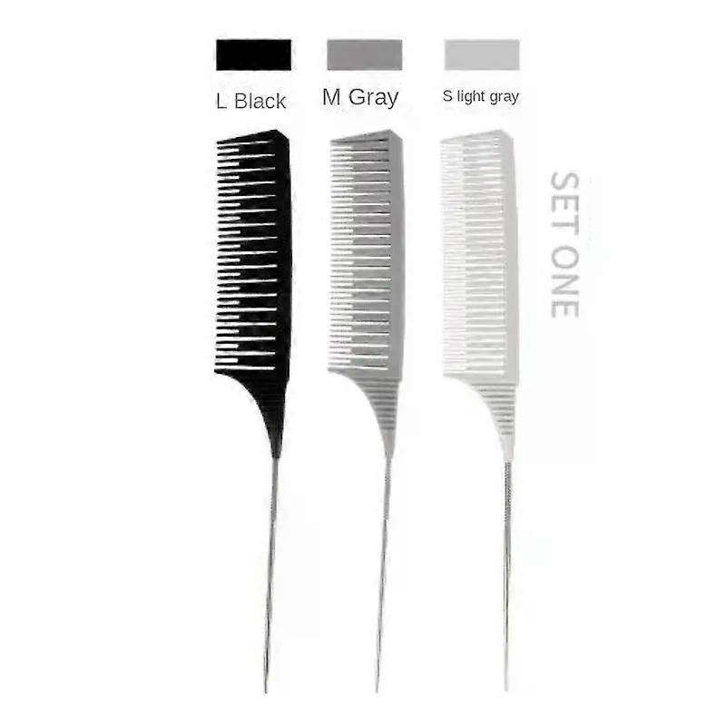 3pcs Hairbrush Hair Styling Combs Tailed Comb Set Coloring Dyeing Comb Salon Tool Sectioning Highlighting Weaving Cutting Comb