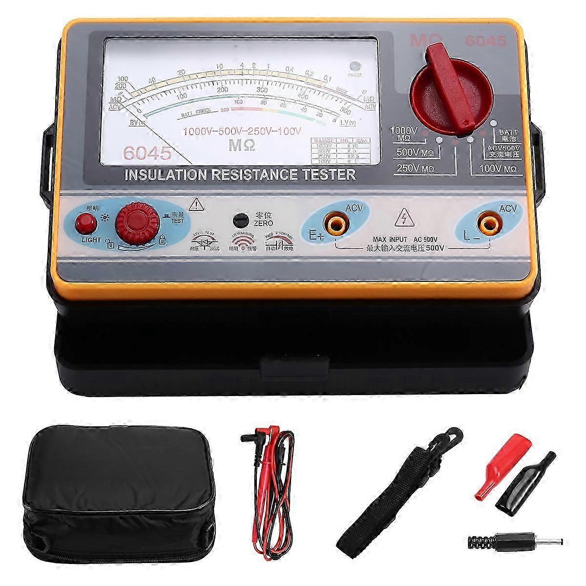 Digital Insulation Resistancer Ohmmeter TY6045 Handheld Tester 0-2000M 100V/250V/500V/1000V High Accuracy