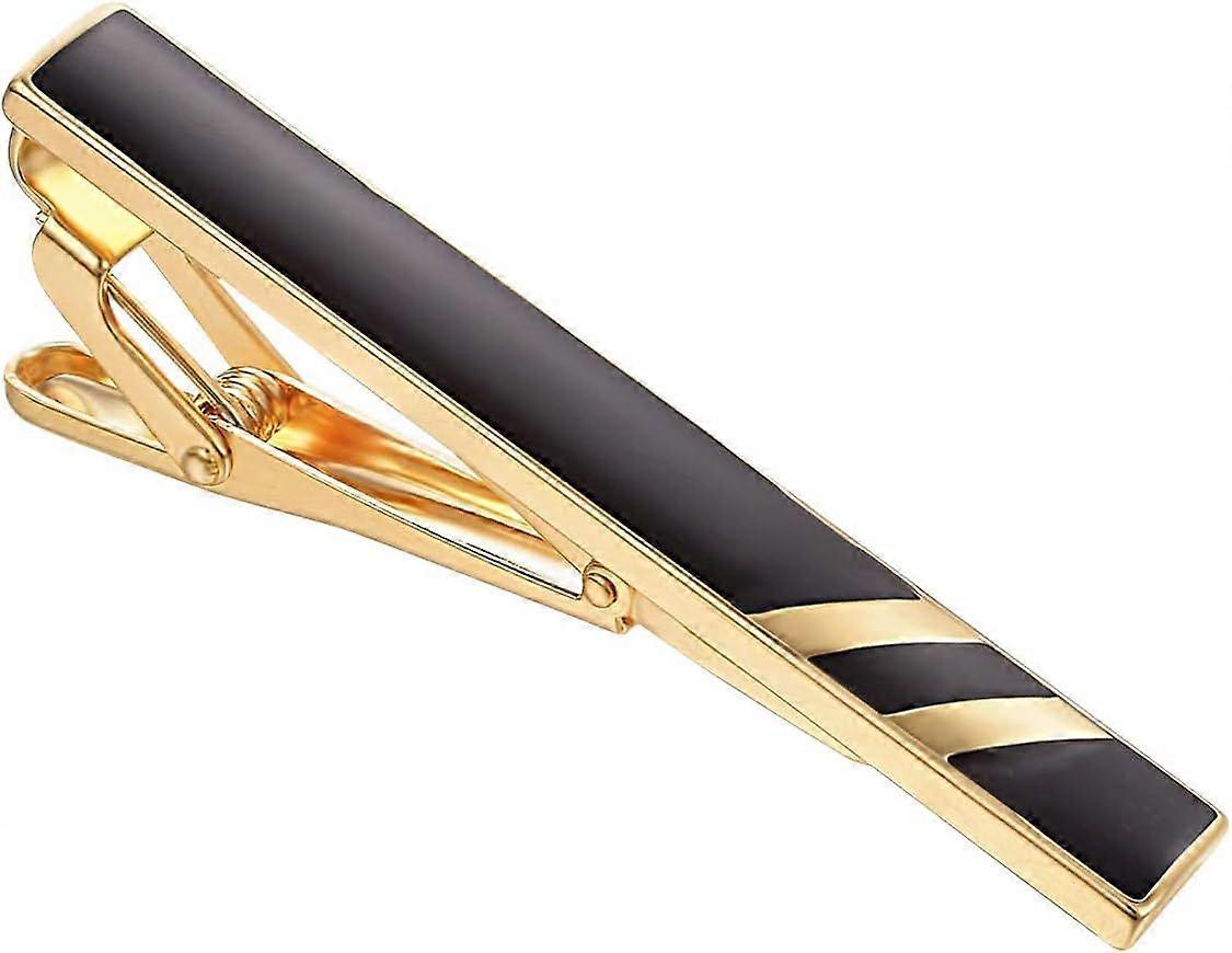 3Pcs Black Gold Tie Clips For Men Set with Elegant Box Gold Tie Bar Set for Regular Ties