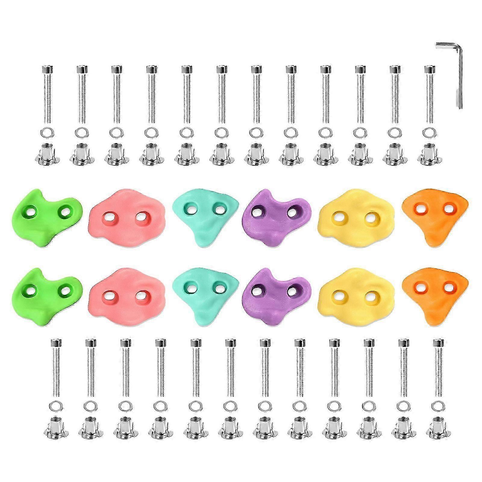 12Pcs Rock Climbing Holds Sturdy Climbing Rock Wall Grips pour Playground Gym