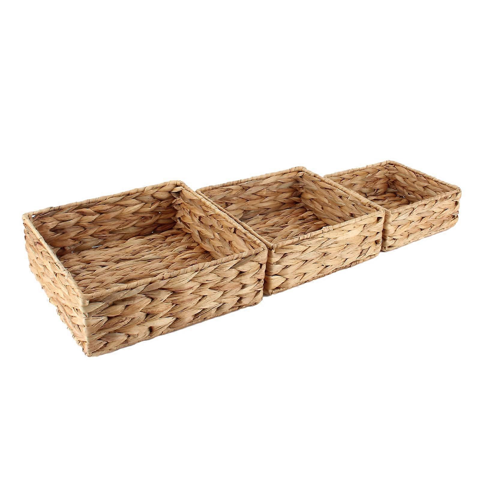 3 Sets Woven Square Baskets Storage Organizing Small 12' x 12' x 4'