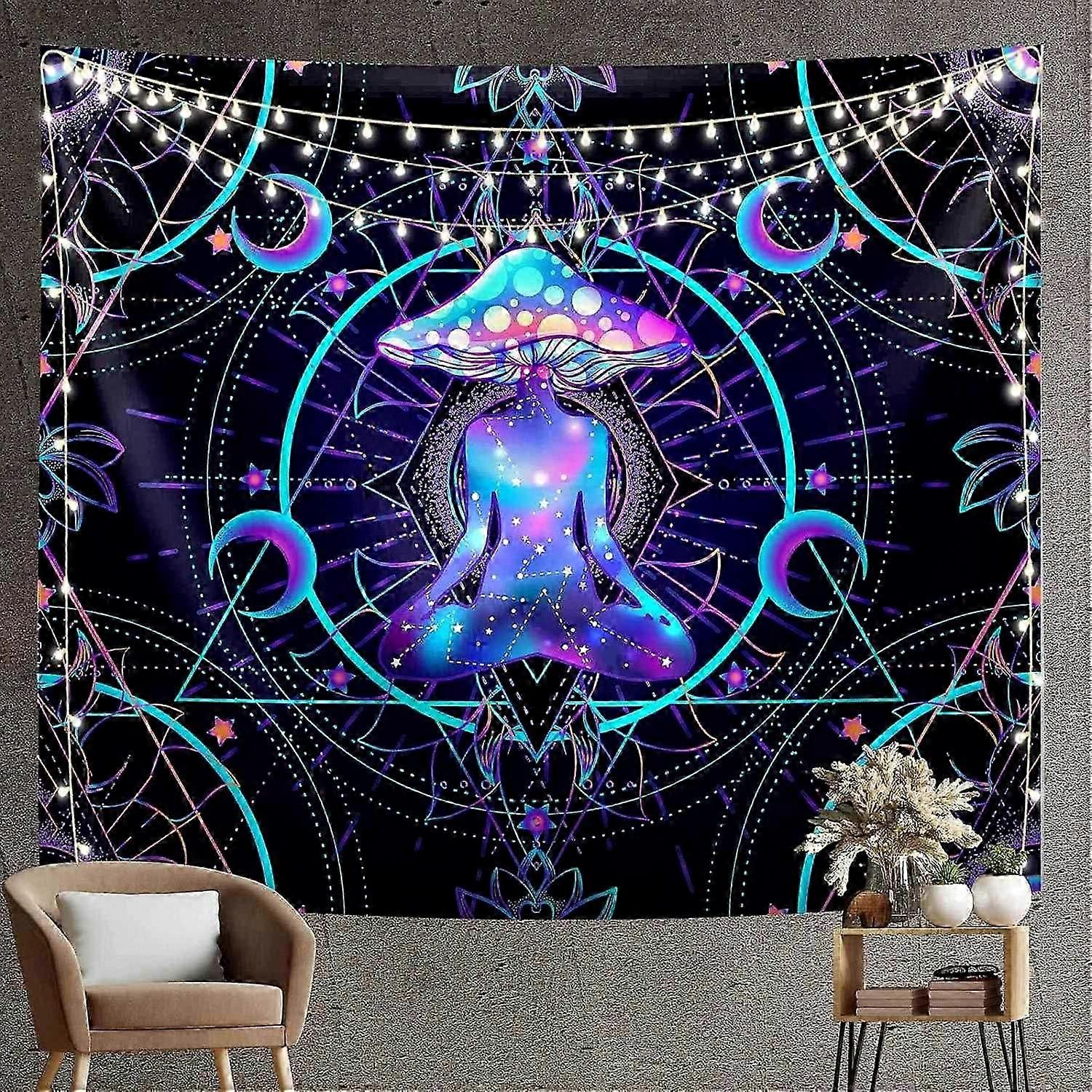 Psychedelic Mushroom Tapestry Wall Hanging for Home Decor with Chakra Design