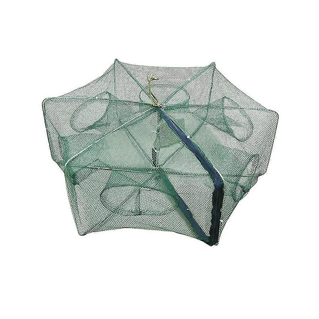 Foldable Fishing Crab Net Trap Cast Dip Cage Fish Prawn Shrimp Net 6 Holes