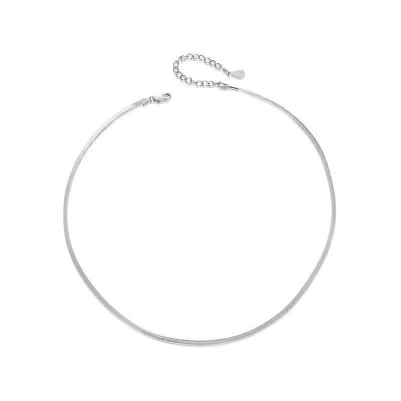 S925 Sterling Silver Platinum Plated Snake Bone Chain Basic Necklace BSA008