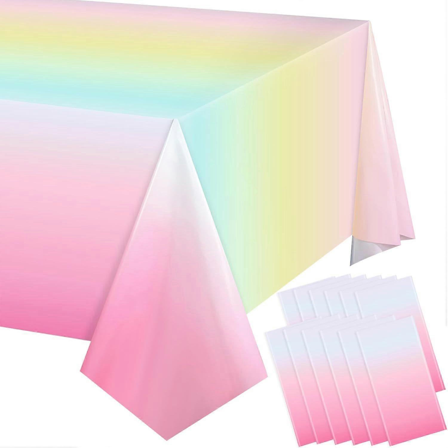 2025 Latest Model  3 Pack Pastel Rainbow Tablecloths Rainbow Plastic Tablecloth
