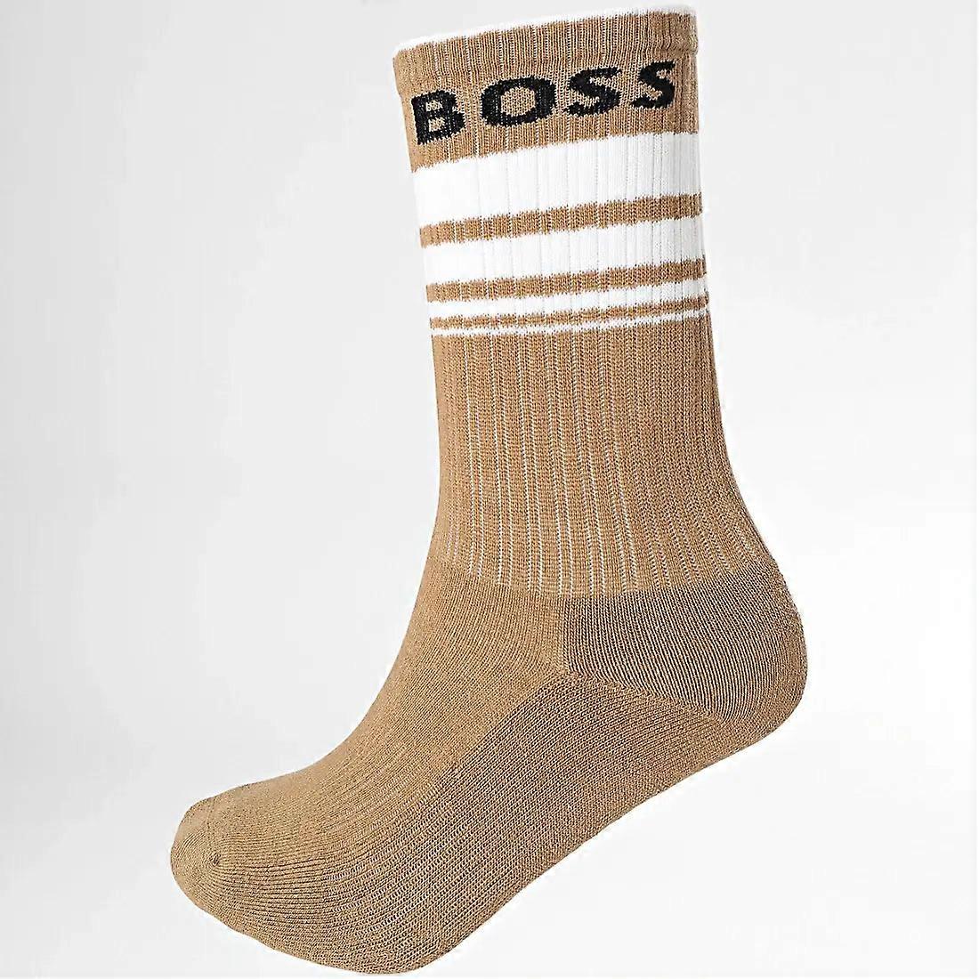Boss 3 Pack Rib Stripe Socks - White/black/beige
