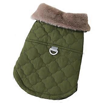 Fleece Lined Warm Dog Jacket for Puppy Winter Cold Weather,Soft Windproof Small Dog Coat(Green)