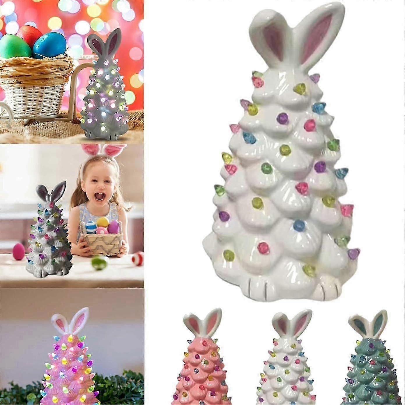 2025 Latest Easter Egg Tree - Lighted Easter Bunny Topiary Resin Tree