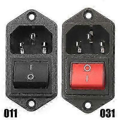 IEC 320 C14 Power Plug with Rocker Switch and Fuse Holder 250V 10A Red