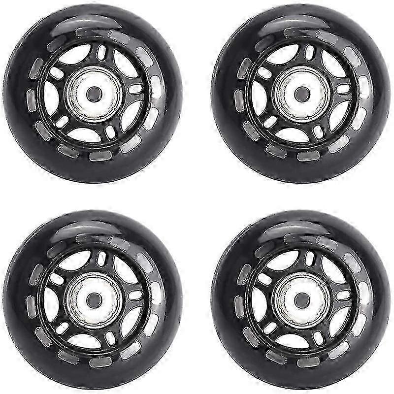 4er-Pack Inline-Skate-Räder für drinnen und draußen, Ersatzrad mit Lagern, 70 mm, Schwarz