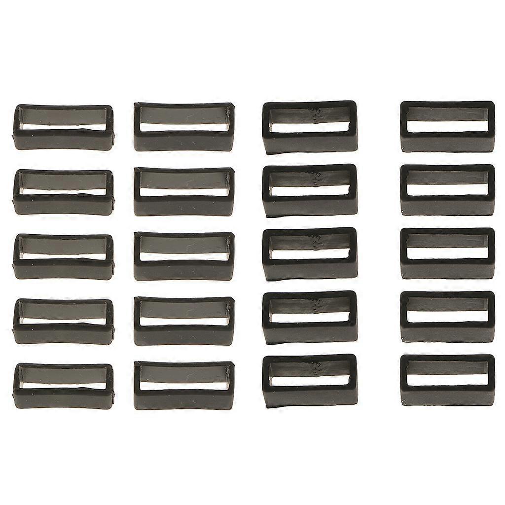 20x 20/22mm Black Rubber Replacement Keeper Loop Watch Band Strap End Holder