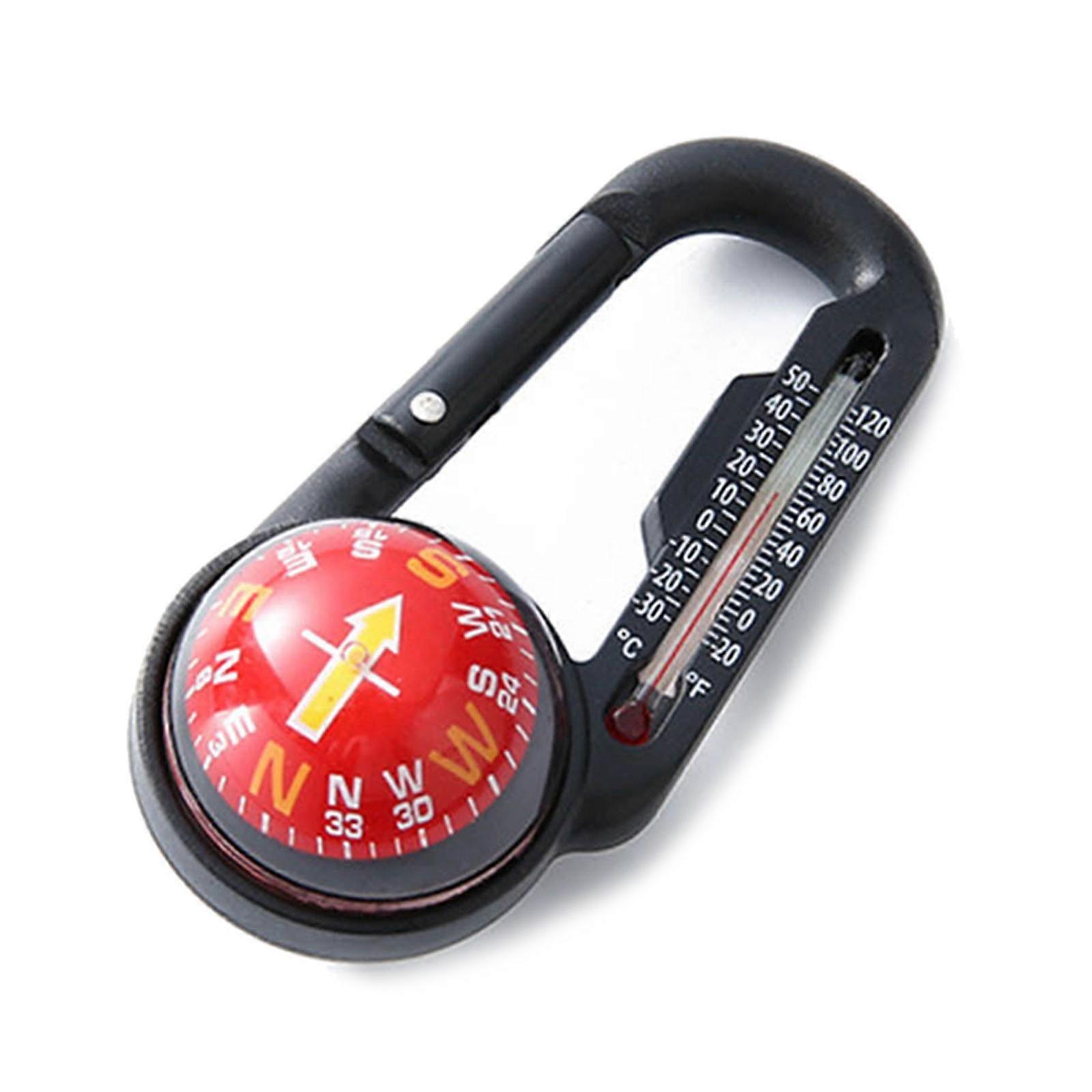 Essential Outdoor Gear Navigation Tool with Temperature Gauge Compass Carabiner Keychain for Hiking and Camping