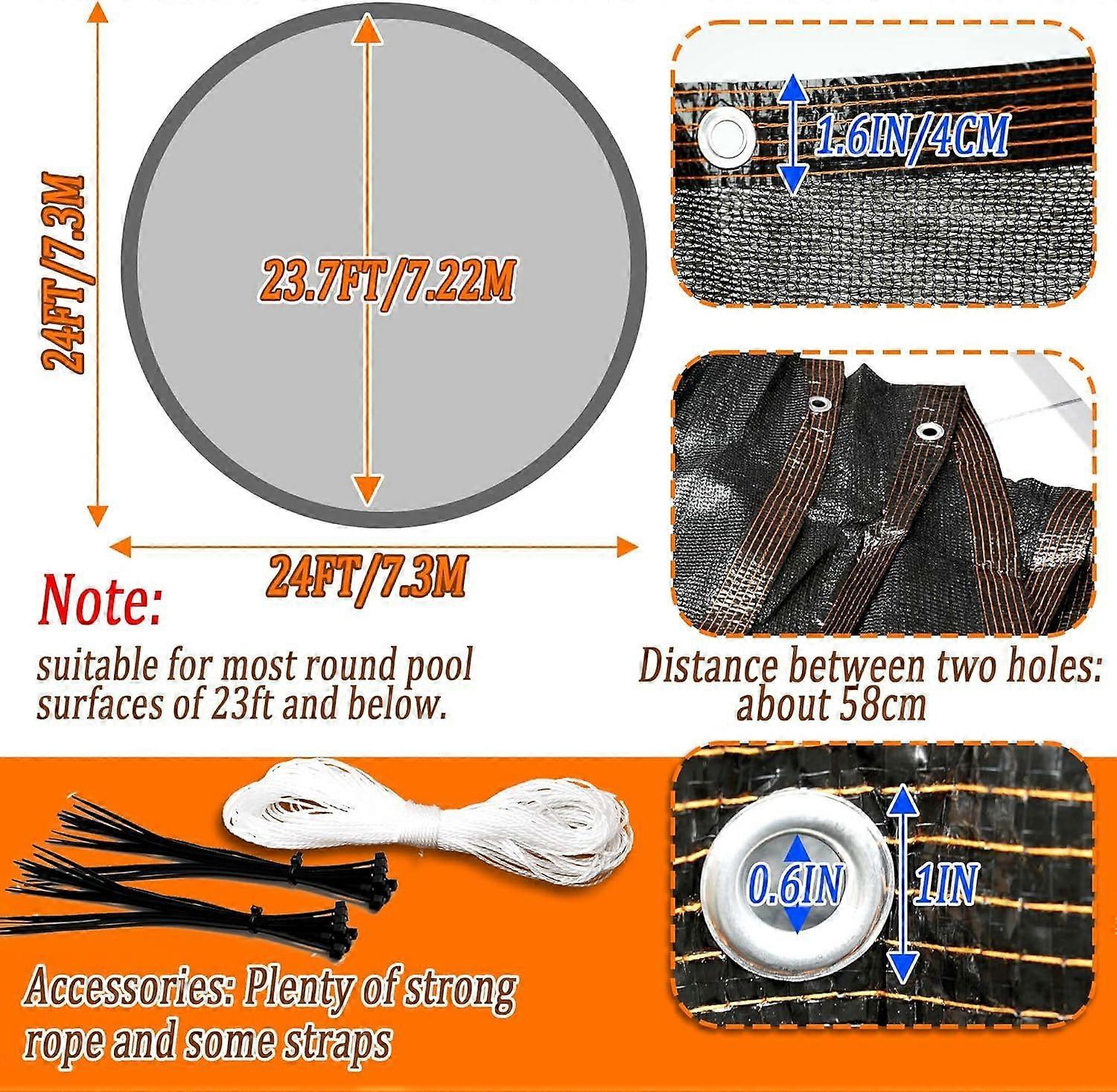 2025 Latest Model  24FT Durable Round Pool Covers for Above Ground Pools, Black