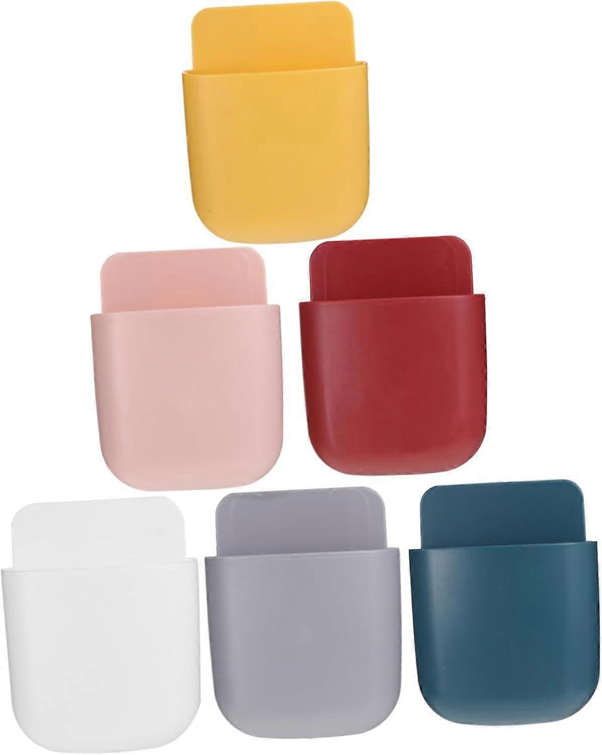 6Pcs Wall Mounted Storage Racks Versatile Tv Controller and Mobile Phone