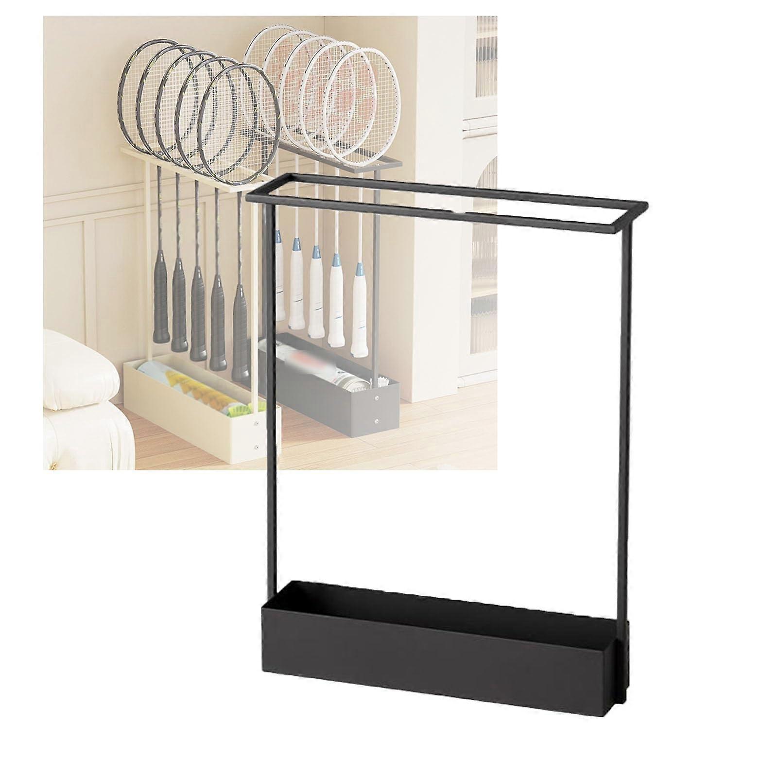 Tennis Racket Storage Rack Badminton Racket Holder With Storage Basket At Bottom Umbrella Holder Black Unit Size