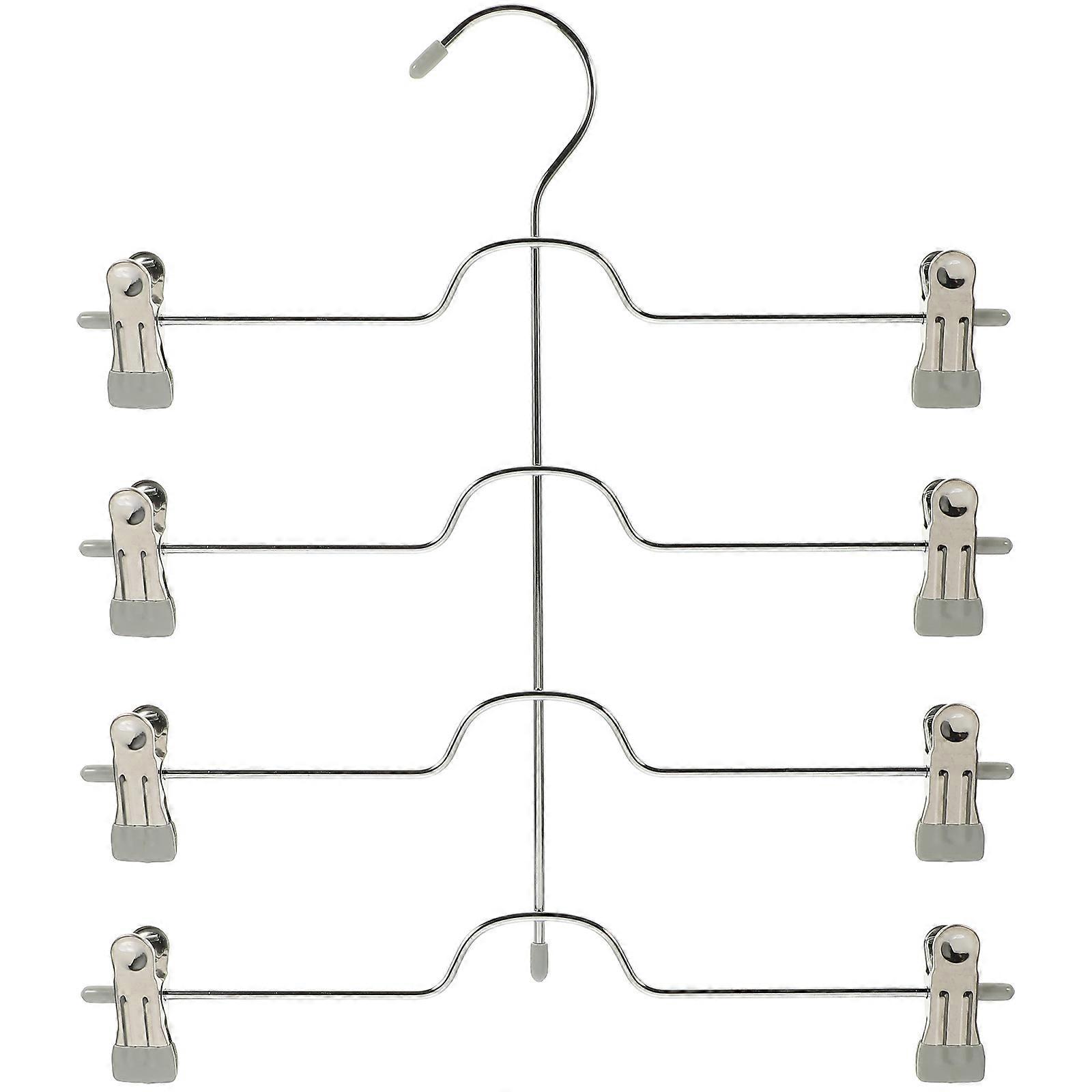 Sturdy Metal Multi Layer Pants Clip Hanger with Non Slip Clips for Socks, Pants & Clothes – Space Saving Gray Design