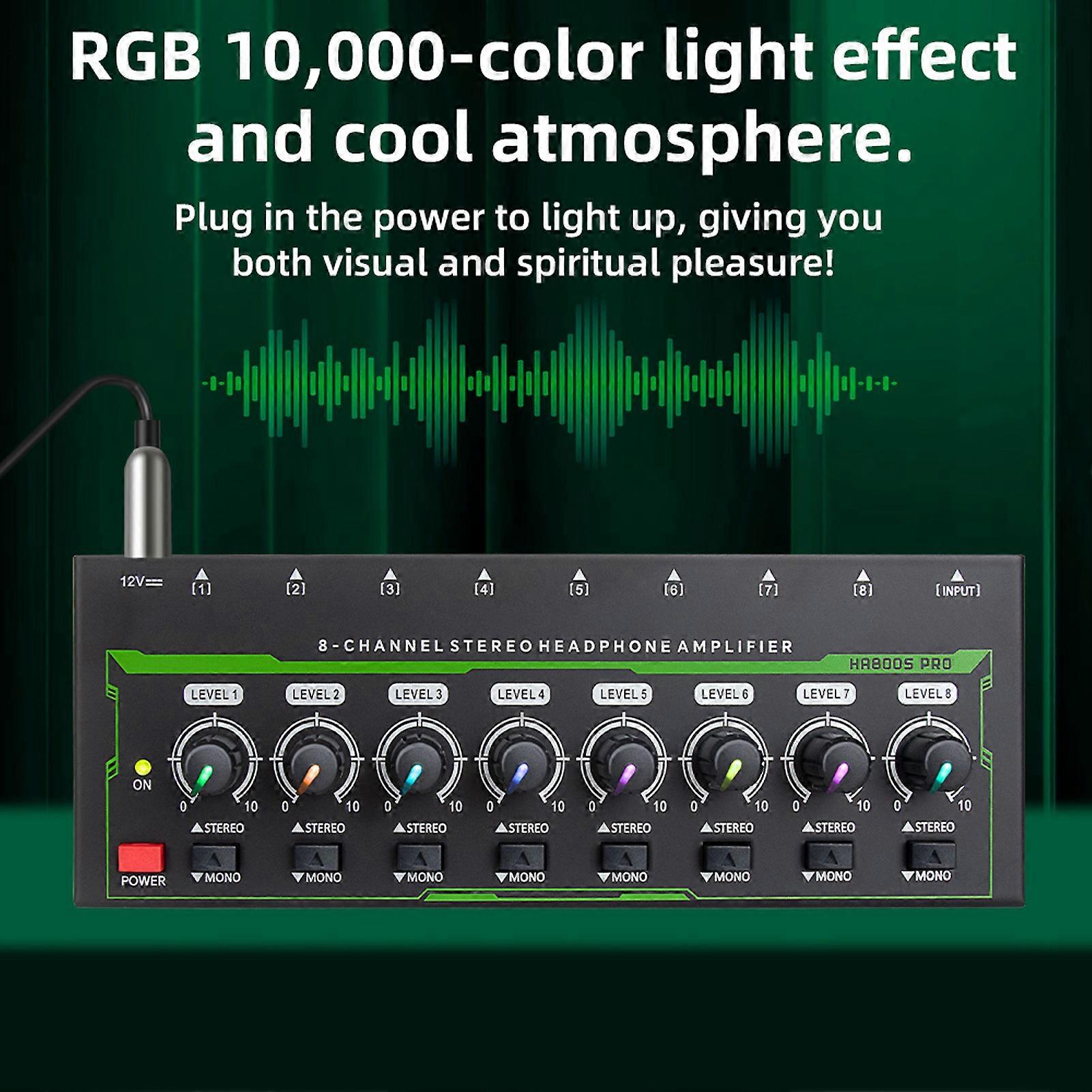 Amplificator pentru căști cu 8 canale 6,35 mm Interfață de intrare și ieșire Amplificator de sunet pentru căști stereo Amplificator de sunet Amplificator portabil pentru căști Splitter pentru studio de scenă