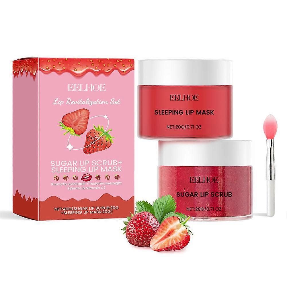Pink Lip Scrub and Mask Set 20g Exfoliate Hydrate Soft Glossy Lips Care Treatment