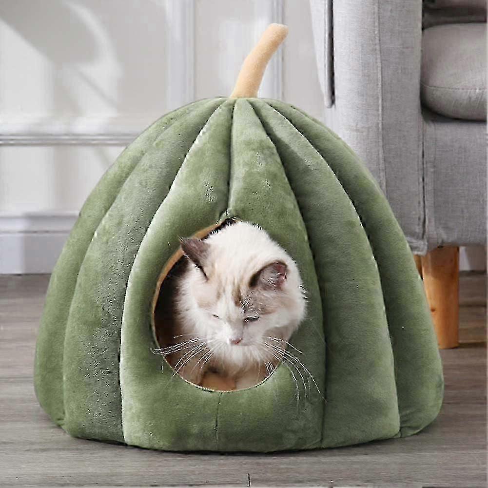 Cozy Pumpkin Style Cat Cave Bed with Removable Cushion, Soft and Comfortable House for Small and Medium Pets, Perfect for Cats and Dogs, Dim
