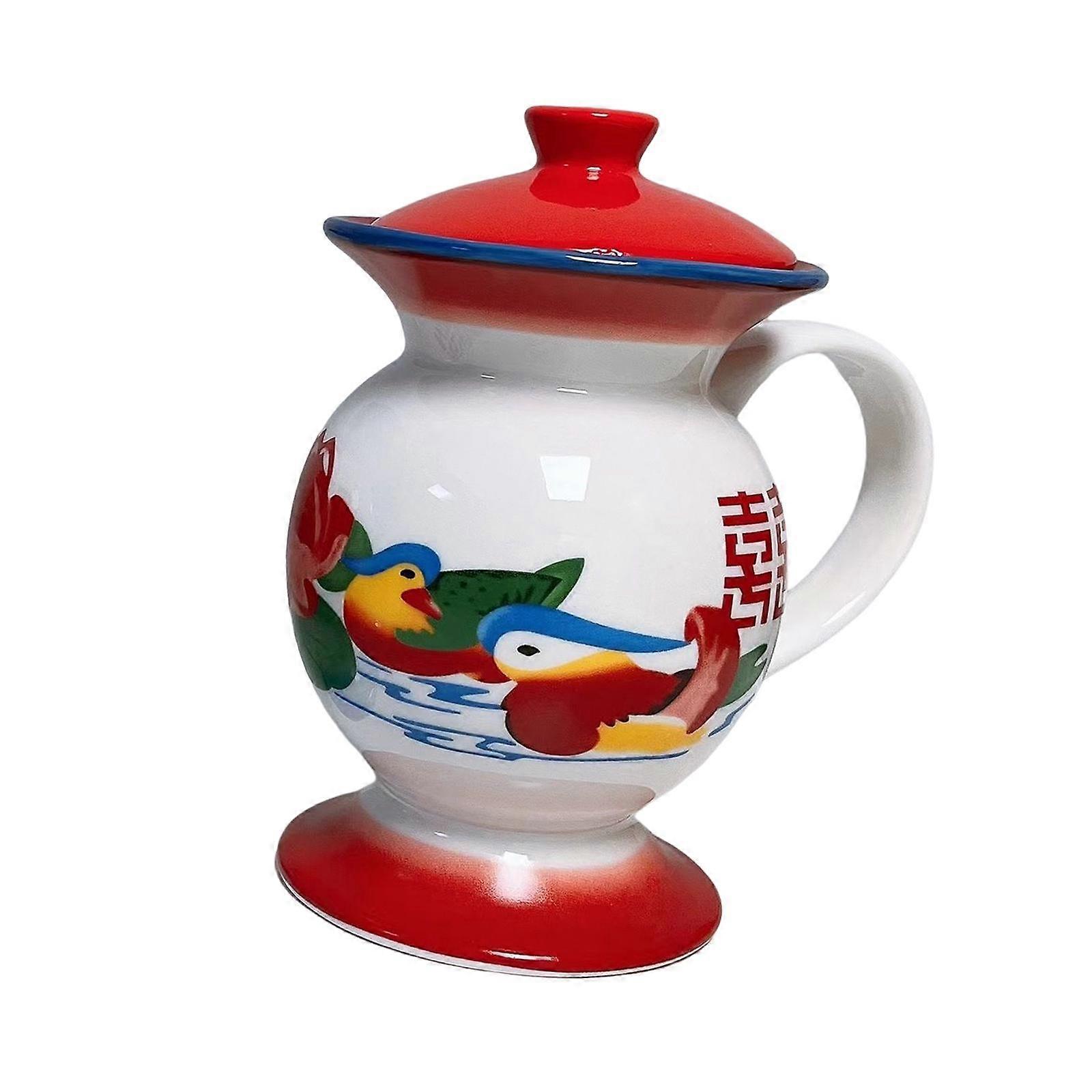 Coffee Mug 350ml Water Cup with Handle and Lid for Birthday Holiday