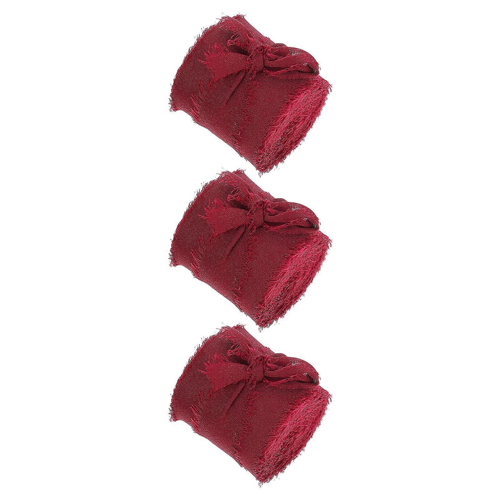 3pcs Soft Fringe Chiffon Ribbons for Wedding Invitations, Bouquets, Wrapping & DIY Crafts – Delicate Decorative Touch for Festive Occasions