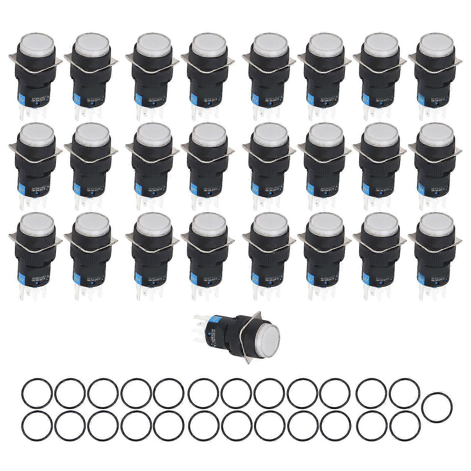 25Pcs 12V Self-Reset Push Button Switch for Home Appliances