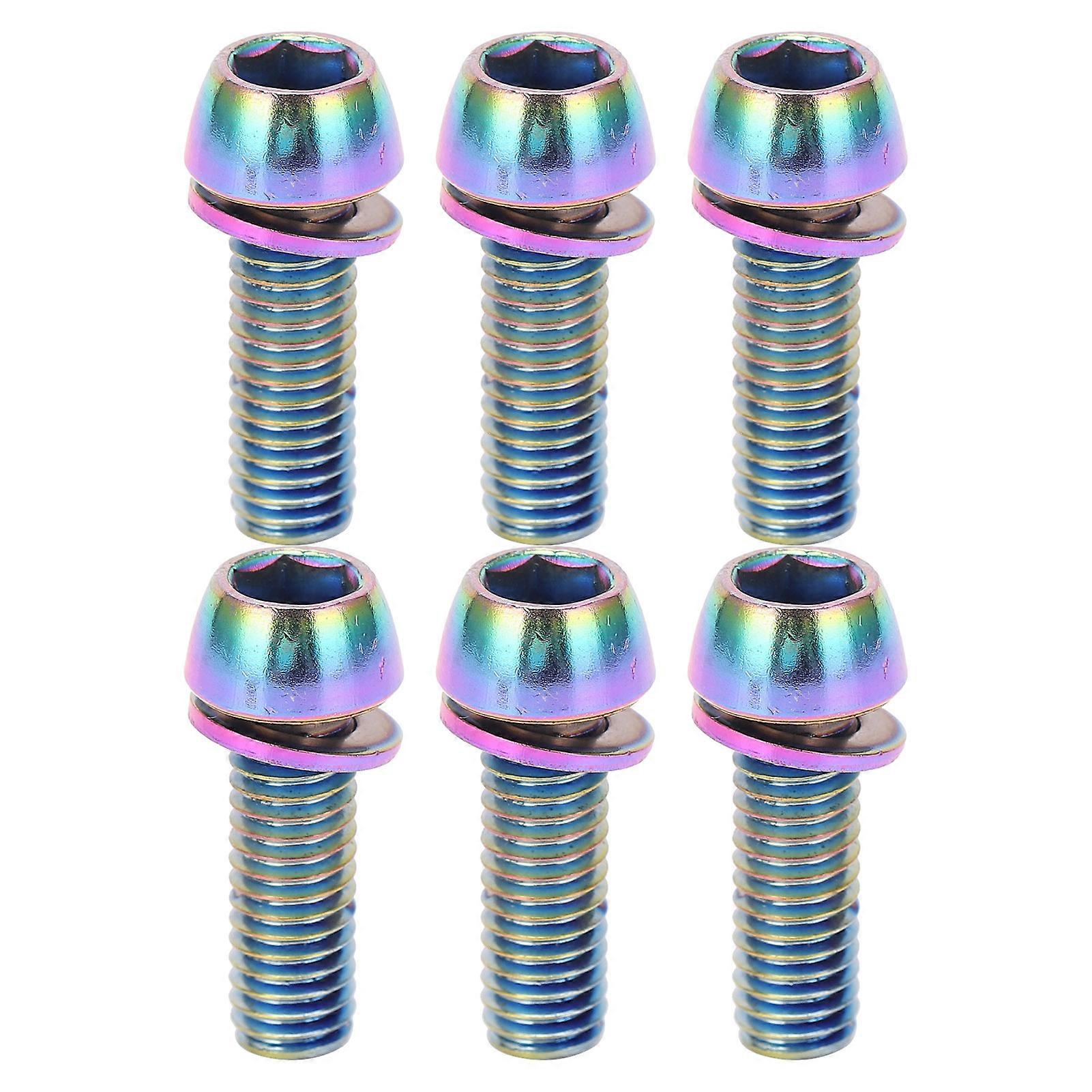 KRSCT 6pcs Bicycle Stem Screws with Washers, Stainless Steel Bolts, M6 Mountain Bike Handlebar Screws