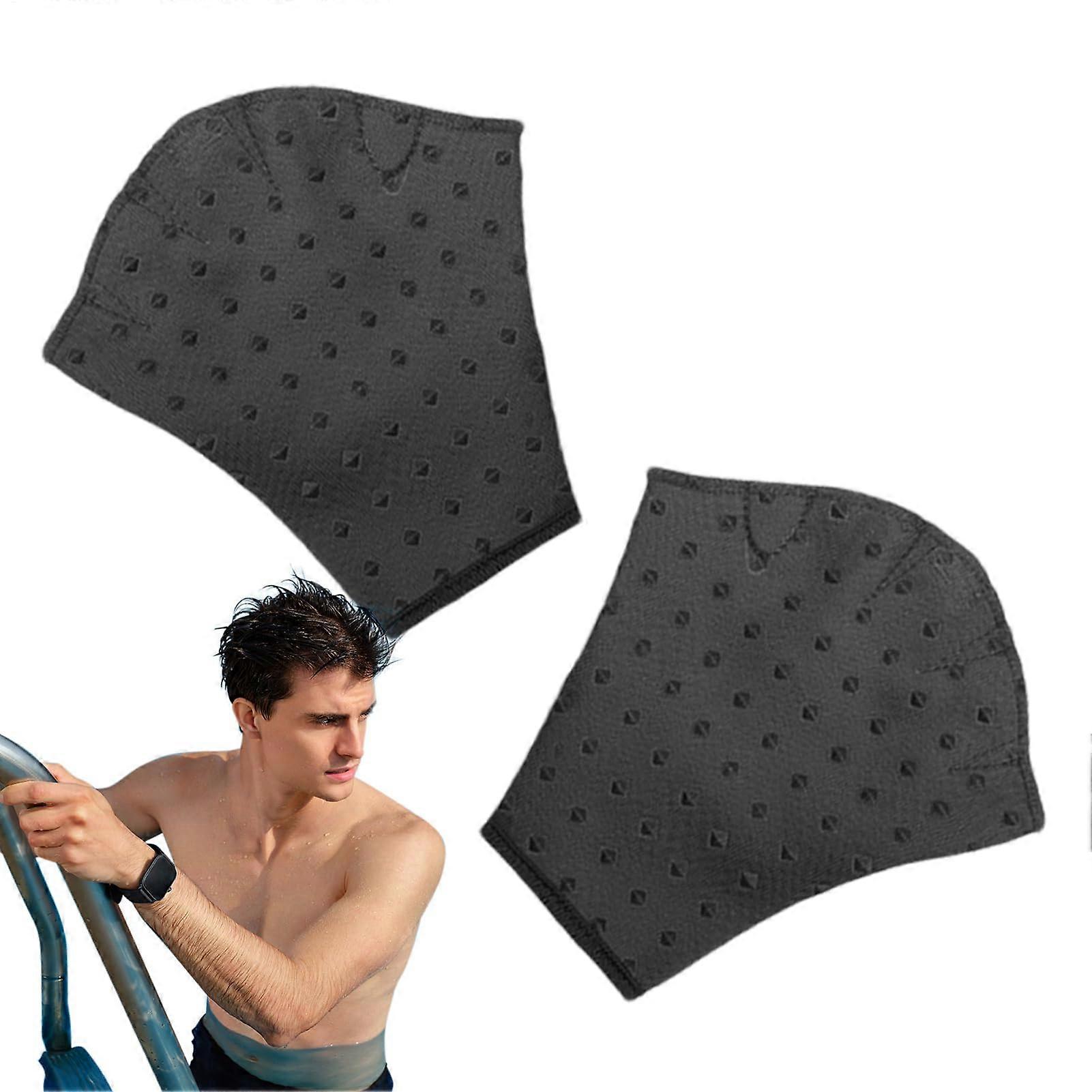 Webbed Swim Gloves Neoprene with Wrist Strap, Black, Size L for Water Training and Diving Activities