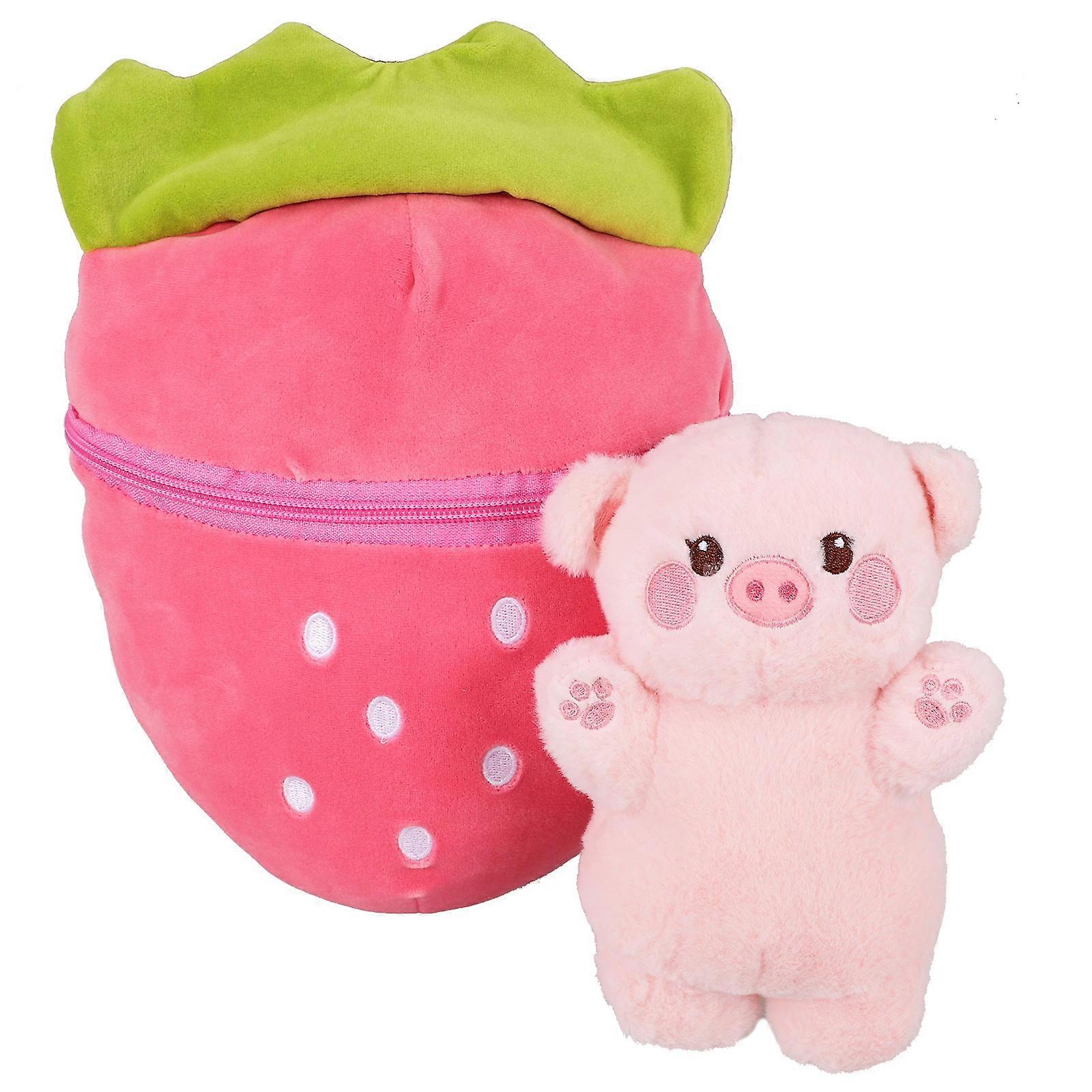 Soft Throw Pillows Strawberry Zipper Stuffed Animal Doll for Home Decor Multi-Color 30.00X22.00X13.00CM Hugging 1Set