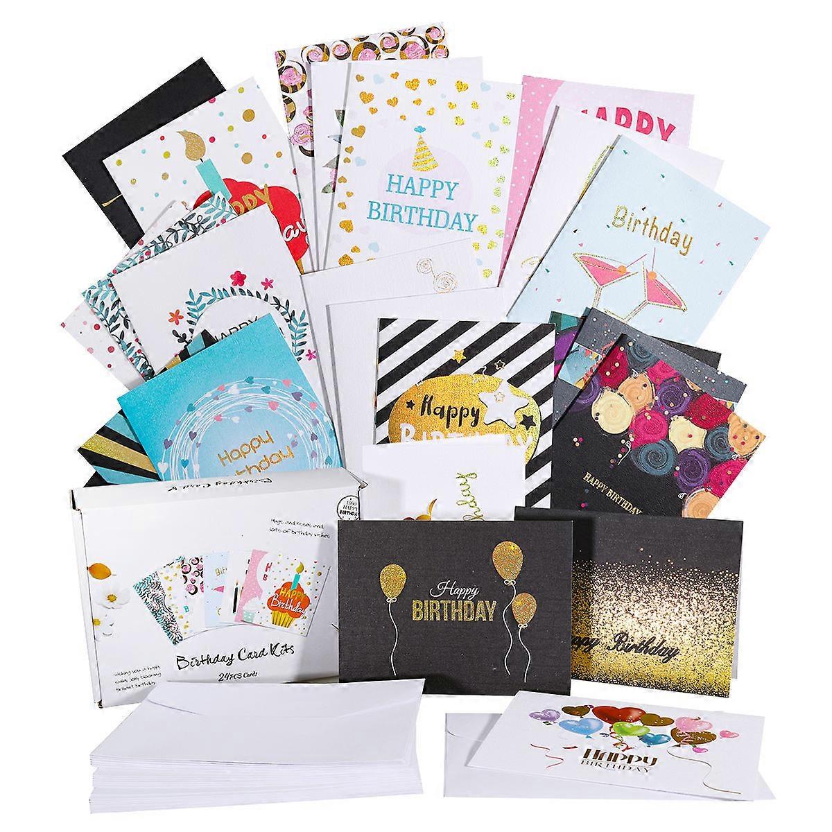 Stylish Birthday Greeting Cards With Envelopes For Various Occasions Assorted Color Gold Stamp 26 Envelopes